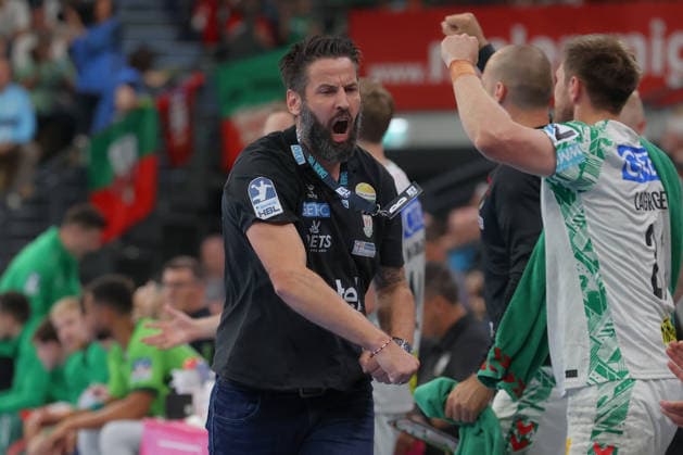 07.06.2026, xtgx, Handball, Daikin HBL, HSG Wetzlar - SC Magdeburg v.l. Bennet Wiegert (Magdeburg, Trainer) Jubel, Torjubel, jubelt ueber das Tor, celebrate the goal, celebration Wetzlar