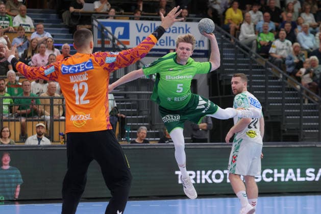 07.06.2026, xtgx, Handball, Daikin HBL, HSG Wetzlar - SC Magdeburg v.l. Rasmus Meyer Ejlersen (Wetzlar, 5) wirft Tor, Torschuetze, erzielt Tor, Treffer, scores the goal Wetzlar