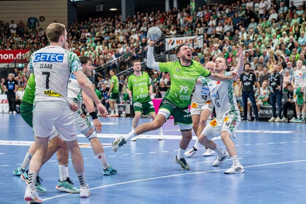 Handball Bundesliga; HSG Wetzlar - SC Magdeburg, 07.06.26 Ahmed Nafea (HSG Wetzlar, 79), Omar Ingi Magnusson (SC Magdeburg, 14), Felix Claar (SC Magdeburg, 7), Oscar Bergendahl (SC Magdeburg, 54) Handball Bundesliga; HSG Wetzlar - SC Magdeburg: Wetzlar, 07.06.26