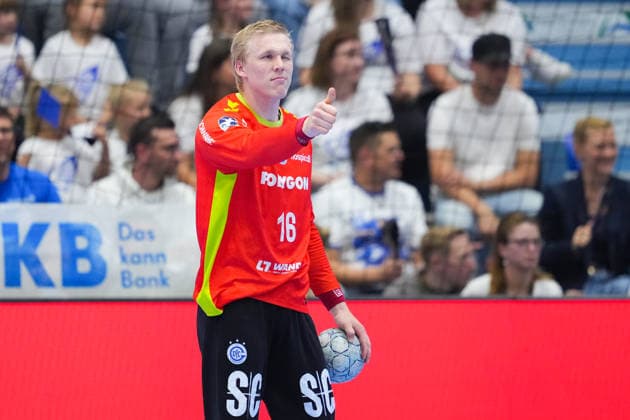 07.06.2026, xydrx, Handball, 1.HBL, VfL Gummersbach - Rhein-Neckar Löwen, Schwalbe-Arena: Bertram Obling (VfL Gummersbach, 16) bejubelt seine Parade