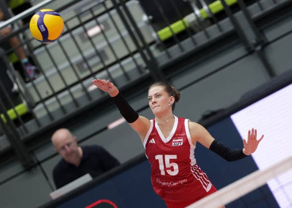 VOLLEYBALL - CEV ELW, AUT vs ISL SCHWECHAT,AUSTRIA,07.JUN.26 - VOLLEYBALL - CEV European League women, OEVV international match, Länderspiel, Nationalmannschaft Austria vs Iceland. Image shows Marie-Kristin Bruckner (AUT).  GEPAxpictures xWalterxLuger