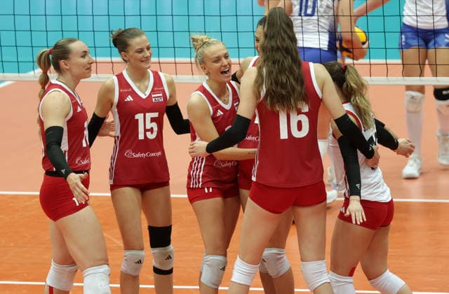 VOLLEYBALL - CEV ELW, AUT vs ISL SCHWECHAT,AUSTRIA,07.JUN.26 - VOLLEYBALL - CEV European League women, OEVV international match, Länderspiel, Nationalmannschaft Austria vs Iceland. Image shows the rejoicing of the team of Austria.  GEPAxpictures xWalterxLuger