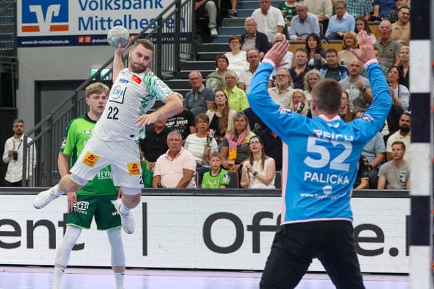 07.06.2026, xgox, Handball - Daikin HBL HSG Wetzlar - SC Magdeburg emspor, v.l. Lukas Mertens (Magdeburg, 22) wirft Tor, Torschuetze, erzielt Tor, Treffer, scores the goal Wetzlar