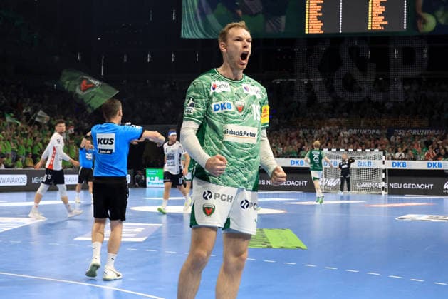 DEU, DHB, 1.HBL, Fuechse Berlin vs. Flensburger-Handewitt, 07.06.2026, Max-Schmeling-Halle, Berlin, DEU, DHB, 1.HBL, Fuechse Berlin vs. Flensburger-Handewitt, im Bild Mathias Gidsel (Fuechse Berlin 19)