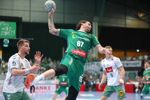 Handball DAIKIN HBL, SC DHfK Leipzig - GWD Minden; 07.06.2026 Dean Bombac (67, SC DHfK Leipzig). Handball, DAIKIN HBL, 1. Bundesliga, Saison 2025 2026, 34. Spieltag: SC DHfK Leipzig vs. GWD Minden am 07.06.2026 in der Quarterback Immobilien Arena Leipzig.