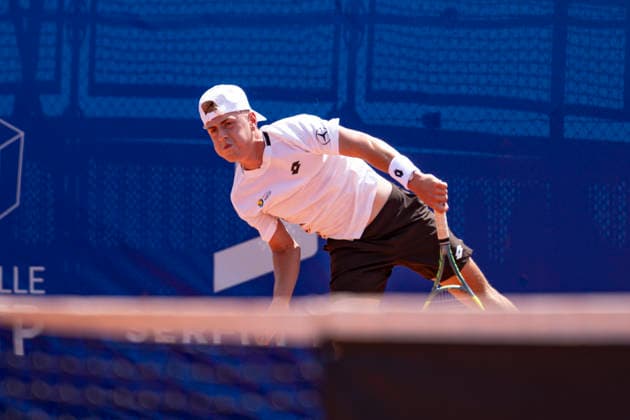 TENNIS : Open Sopra Steria - Lyon Villeurbanne 07 06 2026 Le francais Andrea Baudel agacÃ par son jeu face Ã l espagnol Alejo Sanchez Quilez lors du tournoi de tennis ATP, Tennis Herren Challenger Tour, Open Sopra Steria Ã Lyon-Villeurbanne, le 07 06 2026. Photo Sandrine Thesillat PsNewZ  Copyright: xSandrinexTHESILLATx