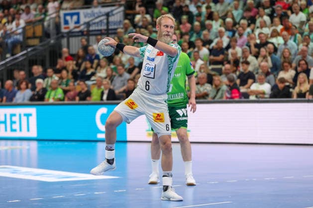 07.06.2026, xgox, Handball - Daikin HBL HSG Wetzlar - SC Magdeburg emspor, v.l. Matthias Musche (Magdeburg, 6) beim Siebenmeter Wetzlar