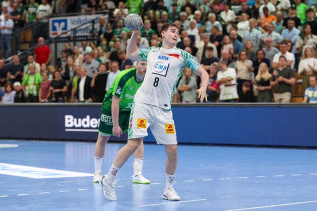 07.06.2026, xgox, Handball - Daikin HBL HSG Wetzlar - SC Magdeburg emspor, v.l. Manuel Zehnder (Magdeburg, 8) beim Siebenmeter Wetzlar