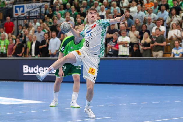 07.06.2026, xgox, Handball - Daikin HBL HSG Wetzlar - SC Magdeburg emspor, v.l. Manuel Zehnder (Magdeburg, 8) beim Siebenmeter Wetzlar