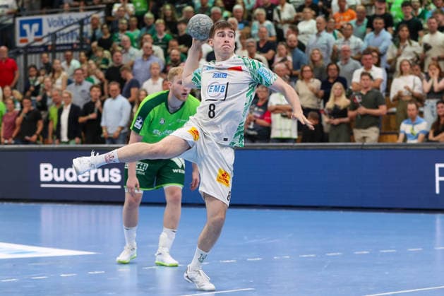 07.06.2026, xgox, Handball - Daikin HBL HSG Wetzlar - SC Magdeburg emspor, v.l. Manuel Zehnder (Magdeburg, 8) beim Siebenmeter Wetzlar