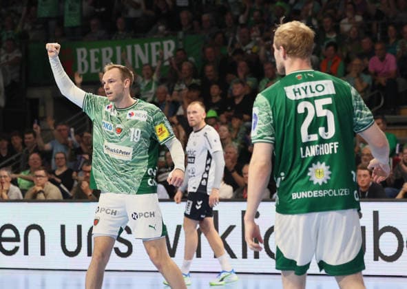 GER HBL Saison 2025 2026 FÜCHSE Berlin vs SG Flensburg-Handewitt, 07.06.26, Max-Schmeling-Halle, Berlin, Mathias GIDSEL (Füchse Berlin 19), 13 Tore in der erstem Halbzeit