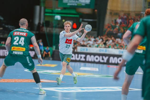 Niclas Benedict Heitkamp (TSV GWD Minden, 23) SC DHfK Leipzig - TSV GWD Minden. Bundesliga, Herren Handball, 25 26, GER, Leipzig, Quarterback Immobilien Arena, Round 34 Leipzig Quarterback Immobilien Arena Sachsen GER Copyright: xBillmanxDubex
