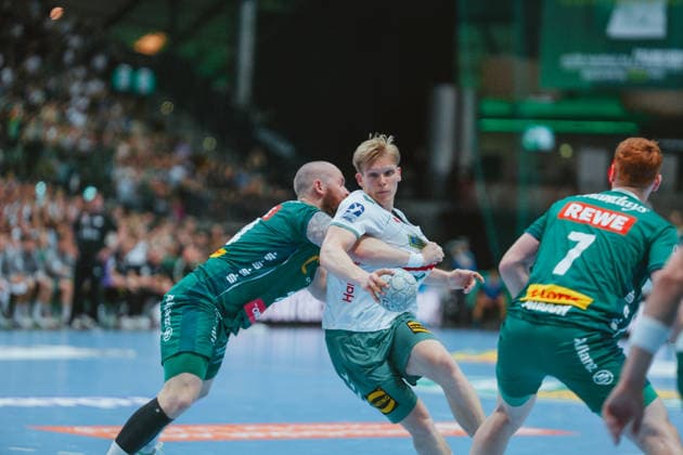 Niclas Benedict Heitkamp (TSV GWD Minden, 23) SC DHfK Leipzig - TSV GWD Minden. Bundesliga, Herren Handball, 25 26, GER, Leipzig, Quarterback Immobilien Arena, Round 34 Leipzig Quarterback Immobilien Arena Sachsen GER Copyright: xBillmanxDubex