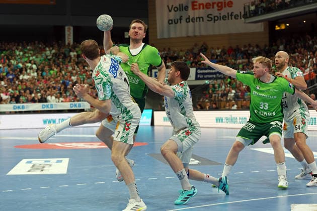 07.06.2026, xovx, Handball Daikin Handball-Bundesliga, HSG Wetzlar - SC Magedeburg v.l. Felix Claar (SC Magdeburg), Dominik Mappes (HSG Wetzlar), Elvar Örn Jonsson (SC Magdeburg), Georg Löwen (HSG Wetzlar), Oscar Bergendahl (SC Magdeburg) Wetzlar Buderus Arena Hessen Deutschland (DE)
