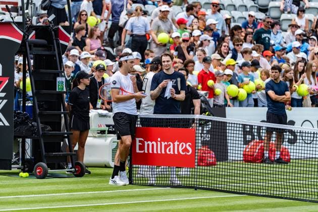 Tennis, Boss Open 2026, Stuttgart, TC Weissenhof, Taylor Fritz (links, USA), Alexander Bublik (rechts, KAZ) BOSS OPEN STUTTGART 2026