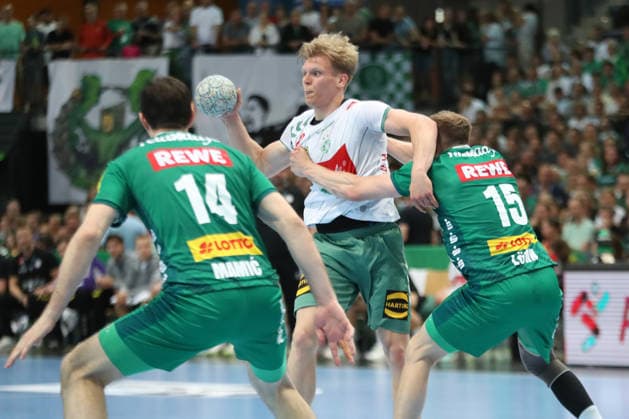 Handball DAIKIN HBL, SC DHfK Leipzig - GWD Minden; 07.06.2026 Niclas Benedict Heitkamp (23, GWD Minden). Handball, DAIKIN HBL, 1. Bundesliga, Saison 2025 2026, 34. Spieltag: SC DHfK Leipzig vs. GWD Minden am 07.06.2026 in der Quarterback Immobilien Arena Leipzig.
