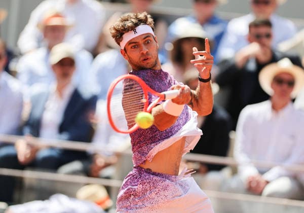 (260607) -- PARIS, June 7, 2026 -- Flavio Cobolli hits a return during the men s singles final match between Alexander Zverev of Germany and Flavio Cobolli of Italy at the French Open tennis tournament at Roland Garros, Paris, France, June 7, 2026. ) (SP)FRANCE-PARIS-TENNIS-FRENCH OPEN-MEN S SINGLES-FINAL WuxHuiwo 