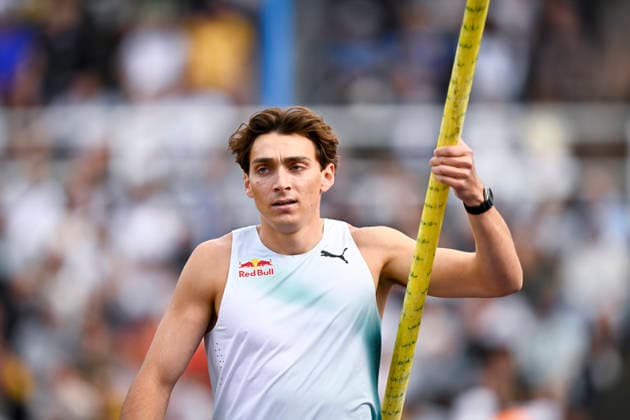 STOCKHOLM, SVERIGE 20260607 Sveriges Armand Duplantis under herrarnas stavhopp under söndagens Diamond League-gala (Bauhaus-galan) pa Stockholms stadion. STOCKHOLM SVERIGE x10430x