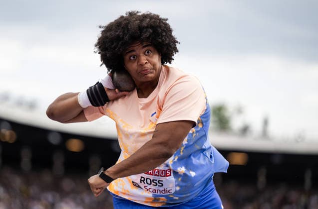 260607 Jaida Ross of United States competes in the women s shot put during Bauhaus-galan, part of the Diamond League series, June 7, 2026 in Stockholm. Photo: Fredrik Karlsson BILDBYRAN COP 185 MT1057 friidrott athletics friidrett diamond league bauhaus-galan bbeng stockholm dam kula shot put