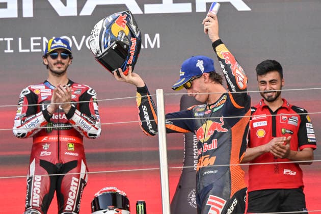 MOTO - MOTO GP - HUNGARY GRAND PRIX 2026 ACOSTA Pedro (spa), Red Bull KTM Factory Racing, KTM RC16, portrait celebrates his second place on podium during the 2026 MotoGP Grand Prix of Hungary , on Balaton Park circuit, from June 5 to 7, in Hungary - Balaton ParkHungary  Copyright: xGIGIxSOLDANOx