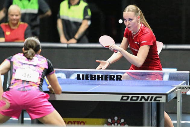 Finalespiel Jannett Kaufmann gegen Sabine Winter GER Erfurt TT Finals 2026 Deutsche Meisterschaft, Tischtennis Messehalle Erfurt 07.06.2026. GER Erfurt TT Finals 2026 Deutsche Meisterschaft, Tischtennis Messehalle Erfurt 07.06.2026 Thueringen Deutsche Meiterschaft 06.06.2026 Erfurt