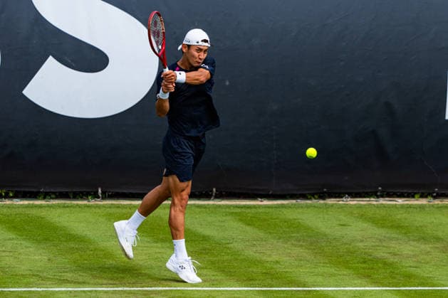 Stuttgart, GERMANY - June 07: Sho Shimabukuro (JPN) during the Qualifying Singles Match between Sho Shimabukuro (JPN) vs. Jurij Rodionov (AUT) at BOSS OPEN 2026, Tennisanlage Weissenhof on June 07, 2026 in Stuttgart, Germany. Baden-Württemberg Germany Copyright: xTimoxSteinx
