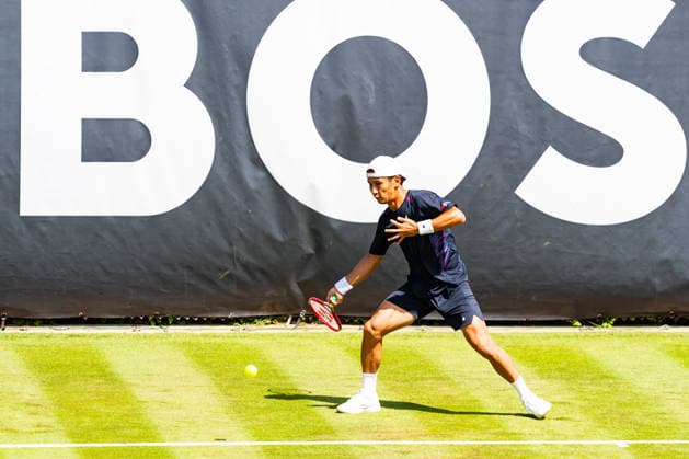 Stuttgart, GERMANY - June 07: Sho Shimabukuro (JPN) during the Qualifying Singles Match between Sho Shimabukuro (JPN) vs. Jurij Rodionov (AUT) at BOSS OPEN 2026, Tennisanlage Weissenhof on June 07, 2026 in Stuttgart, Germany. Baden-Württemberg Germany Copyright: xTimoxSteinx