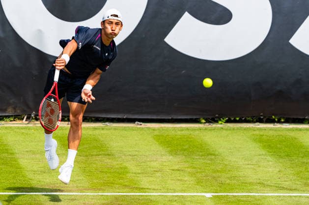 Stuttgart, GERMANY - June 07: Sho Shimabukuro (JPN) during the Qualifying Singles Match between Sho Shimabukuro (JPN) vs. Jurij Rodionov (AUT) at BOSS OPEN 2026, Tennisanlage Weissenhof on June 07, 2026 in Stuttgart, Germany. Baden-Württemberg Germany Copyright: xTimoxSteinx