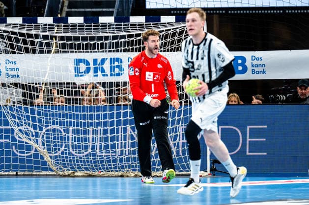 07.06.2026, xdobgx, Handball Daikin HBL, THW Kiel - TBV Lemgo Lippe v.l. Gonzalo Perez De Vargas (Kiel, 1) Jubelt ueber gehaltenen Ball, abgewehrt, gehalten, Torhueter Kiel