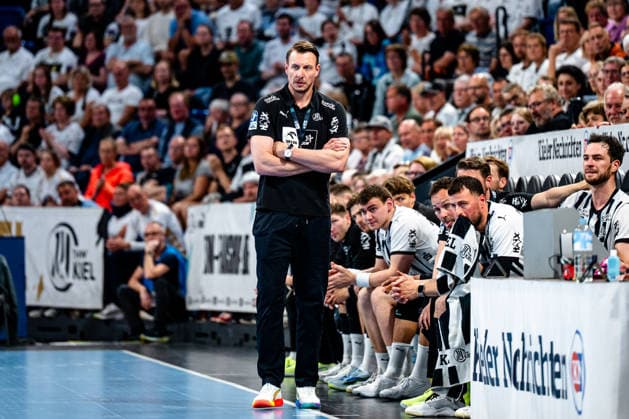 07.06.2026, xdobgx, Handball Daikin HBL, THW Kiel - TBV Lemgo Lippe v.l. Filip Jicha (Kiel, Trainer) Kiel *** 07 06 2026, xdobgx, Handball Daikin HBL, THW Kiel TBV Lemgo Lippe v l Filip Jicha Kiel, Coach Kiel