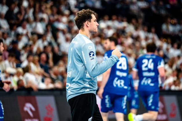 07.06.2026, xdobgx, Handball Daikin HBL, THW Kiel - TBV Lemgo Lippe v.l. Constantin Möstl (TBV Lemgo Lippe, 1) Jubelt ueber gehaltenen Ball, abgewehrt, gehalten, Torhueter Kiel
