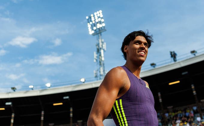 260607 Baptiste Thiery of France competes in the men s pole vault during Bauhaus-galan, part of the Diamond League series, June 7, 2026 in Stockholm. Photo: Maxim Thore BILDBYRAN kod MT MT1057 friidrott athletics friidrett diamond league bauhaus-galan bbeng stockholm stavhopp pole vault