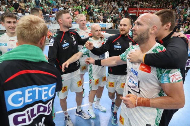 07.06.2026, xtgx, Handball, Daikin HBL, HSG Wetzlar - SC Magdeburg v.l. Magdeburg Jubel ueber den Sieg, Jubel nach Spielende Wetzlar