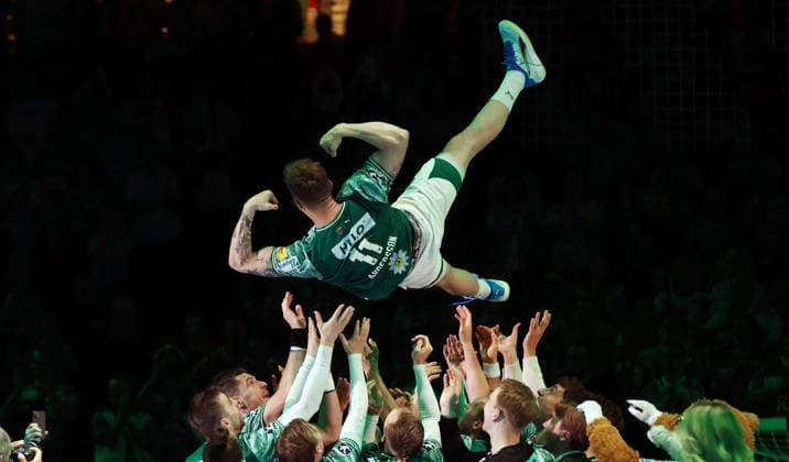 Lasse Andersson wird verabschiedet und gefeiert Handball HBL Bundesliga Herren 34. Spieltag Saison 2025 2026 07.06.2026 Füchse Berlin vs SG Flensburg Handewitt