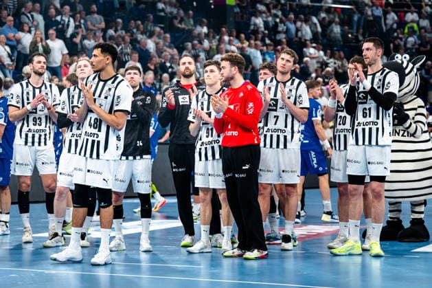 07.06.2026, xdobgx, Handball Daikin HBL, THW Kiel - TBV Lemgo Lippe v.l. THW Kiel nach Spielende, enttaeuscht, schaut enttaeuscht, niedergeschlagen, disappointed Kiel