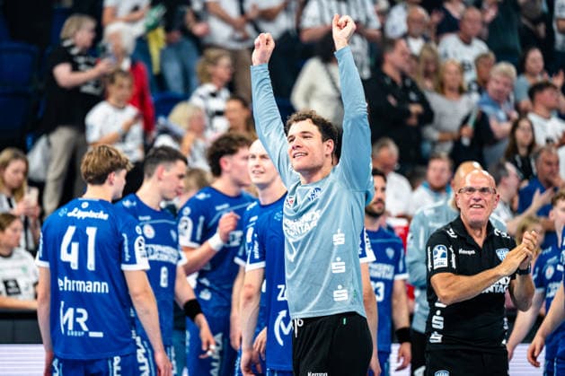 07.06.2026, xdobgx, Handball Daikin HBL, THW Kiel - TBV Lemgo Lippe v.l. Constantin Möstl (TBV Lemgo Lippe, 1) Jubel ueber den Sieg, Jubel nach Spielende Kiel