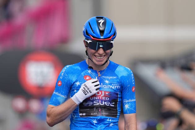 The blue jersey Netherlands™s Demi Vollering of FDJ United - winner Giro d™Italia Women - Stage 9 of the Giro d™Italia Women, from Saluzzo to Saluzzo, Italy, Sunday, June 7, 2026.  Copyright: xDavidexSpada Lapressex