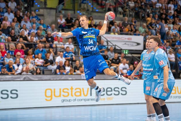 Handball I Herren I Saison 2025-2026 I Bundesliga I 34. Spieltag I TVB Stuttgart - HC Erlangen I 07.06.2026 Kai Häfner (34, TVB Stuttgart) im Wurf Stuttgart Porsche Arena Baden-Württemberg Deutschland