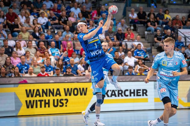 Handball I Herren I Saison 2025-2026 I Bundesliga I 34. Spieltag I TVB Stuttgart - HC Erlangen I 07.06.2026 Kasper Thorsen Lien (7, TVB Stuttgart) im Wurf Stuttgart Porsche Arena Baden-Württemberg Deutschland