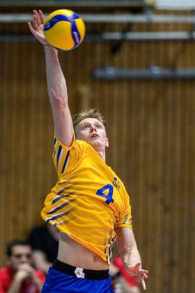 260607 Axel Algulin of Sweden during the European League volleyball match between Sweden and Azerbaijan on June 7, 2026 in Lund. Photo: Mathilda Schuler BILDBYRAN kod MA MA0996 volleyboll volleyball european league sweden azerbaijan bbeng