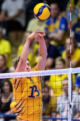 260607 Axel Enlund of Sweden during the European League volleyball match between Sweden and Azerbaijan on June 7, 2026 in Lund. Photo: Mathilda Schuler BILDBYRAN kod MA MA0996 volleyboll volleyball european league sweden azerbaijan bbeng