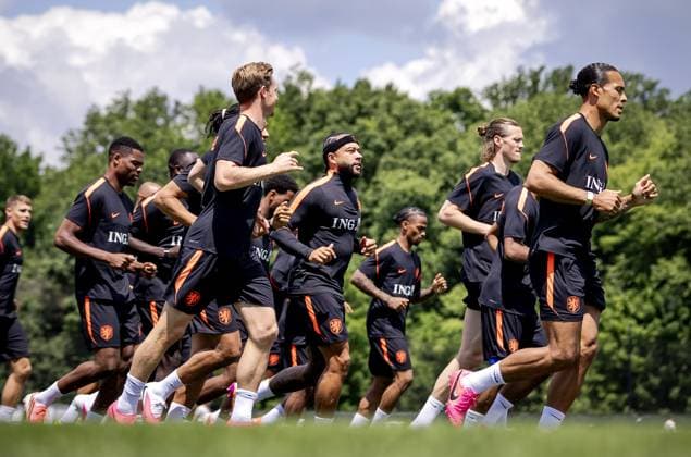 NEW YORK - The players during a training session of the Dutch national team, Nationalteam at the training complex of the Etihad City Football Academy, on June 7, 2026, in Orangeburg, New York. The Dutch national team is preparing for the 2026 FIFA World Cup, WM, Weltmeisterschaft, Fussball ROBIN VAN LONKHUIJSEN ANP xVIxANPxSportx xxANPxIVx 560391152 originalFilename: 560391152.jpg