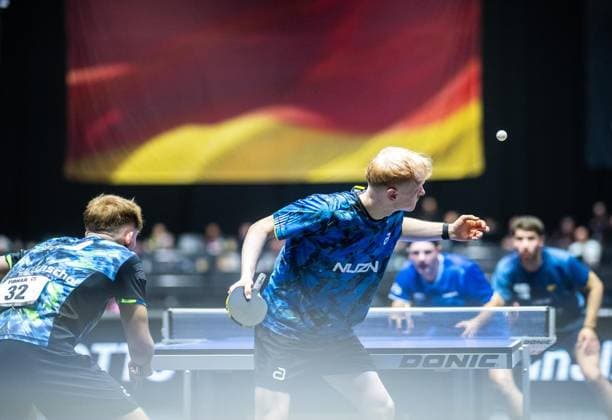 TISCHTENNIS TT-FINALS 2026 IN ERFURT ** NUR FÜR REDAKTIONELLE ZWECKE ** EDITORIAL USE ONLY **<p>07 06 2026-Erfurt: 94. Nationale Deutsche Meisterschaften Damen Herren im Rahmen der Deutschen TT-Finals Herren Doppel Finale im Foto: Andre Bertelsmeier Wim Verdonschot (TSV Bad Königshofen Sportverein Union Velbert 2011 e.V.) ( Deutschland Thueringen Erfurt Copyright: SaschaxFromm