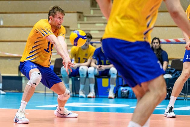 260607 Hampus Ekstrand of Sweden during the European League volleyball match between Sweden and Azerbaijan on June 7, 2026 in Lund. Photo: Mathilda Schuler BILDBYRAN kod MA MA0996 volleyboll volleyball european league sweden azerbaijanbbeng