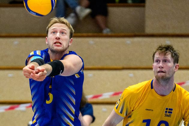 260607 Joel Andersson of Sweden during the European League volleyball match between Sweden and Azerbaijan on June 7, 2026 in Lund. Photo: Mathilda Schuler BILDBYRAN kod MA MA0996 volleyboll volleyball european league sweden azerbaijanbbeng