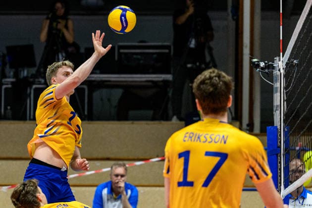 260607 Axel Enlund of Sweden during the European League volleyball match between Sweden and Azerbaijan on June 7, 2026 in Lund. Photo: Mathilda Schuler BILDBYRAN kod MA MA0996 volleyboll volleyball european league sweden azerbaijanbbeng