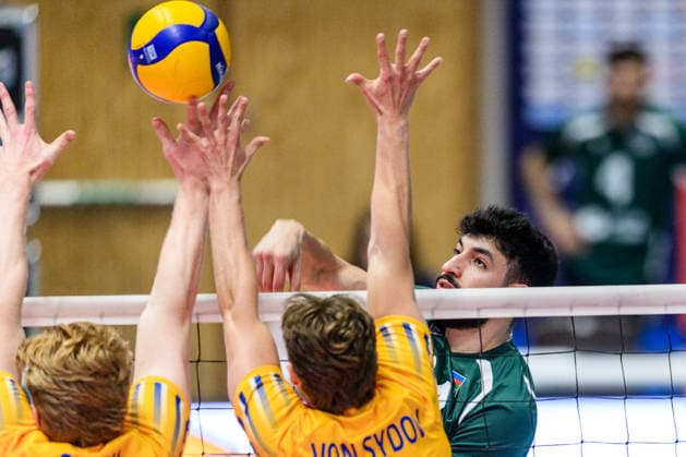 260607 Mardan Mammadov of Azerbaijan during the European League volleyball match between Sweden and Azerbaijan on June 7, 2026 in Lund. Photo: Mathilda Schuler BILDBYRAN kod MA MA0996 volleyboll volleyball european league sweden azerbaijanbbeng