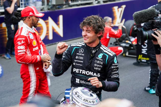 FORMULA ONE MONACO GRAND PRIX 2026 Kimi Antonelli 12 (ITA) Mercedes celebrates after winning the race during the Formula 1 Louis Vuitton Monaco Grand Prix 2026, 6th round of the 2026 Formula 1 World Championship, WM, Weltmeisterschaft from June 5th - 7th, 2026 at the Circuit de Monaco, Monte Carlo, Monaco. Credit: Robbie Hoad Every Second Media Editorial use only. All images are copyright Every Second Media Limited. No images may be reproduced without prior permission. Copyright: xIMAGO EveryxSecondxMediax ESM-2024-0404 RobbiexHoadx xEveryxSecondxMediax