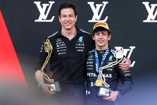 Formula 1 Louis Vuitton Grand Prix de Monaco 2026 Toto Wolff Mercedes Team CEO Principal, Race Winner Kimi Antonelli (ITA), Mercedes-AMG Petronas F1 Team, F1 W17 Pole Position during Formula 1 Louis Vuitton Grand Prix de Monaco 2026 on June 7., 2026 in Monaco, Monte-Carlo, Monaco Zsombor Toth Monaco Monte-Carlo Monaco