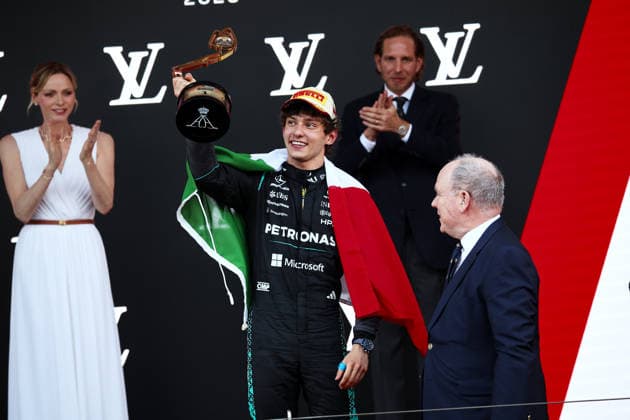 F1 - MONACO GRAND PRIX 2026 KIMI ANTONELLI Andrea (ita), Mercedes AMG F1 Team W16, portrait podium during the Formula 1 Grand Prix de Canada 2026, 6th round of the 2026 Formula One World Championship, WM, Weltmeisterschaft from June 5 to 7, 2026 on the Circuit de Monaco, in Monte-Carlo, Monaco - Monte-CarloMonaco  Copyright: xDPPIx